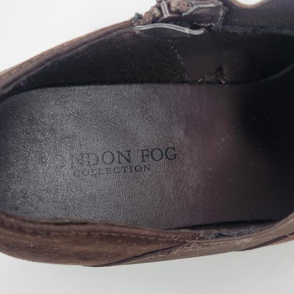 London Fog Boots Women 8M Brown Suede Ankle Zip Booties 2" Heel Dressy Casual - Picture 8 of 13